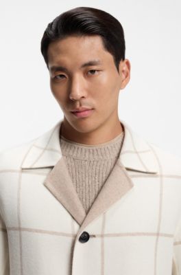 Reversible relaxed-fit coat in virgin wool and cashmere, White