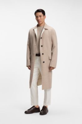 Reversible relaxed-fit coat in virgin wool and cashmere, White