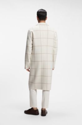 Reversible relaxed-fit coat in virgin wool and cashmere, White
