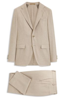 Traje slim fit de cashmere italiano con micromotivo, Beige claro