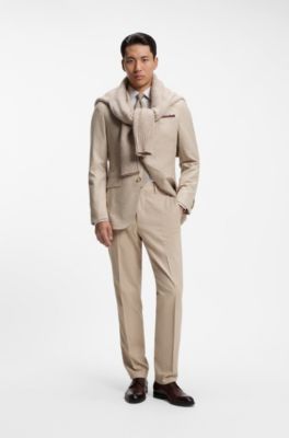 Traje slim fit de cashmere italiano con micromotivo, Beige claro