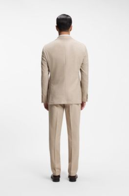 Traje slim fit de cashmere italiano con micromotivo, Beige claro