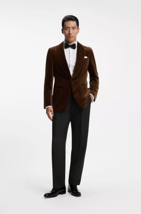Regular-fit tuxedo pants in a wool blend