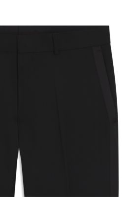 Extra-slim-fit tuxedo pants in a wool blend, Black