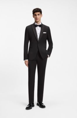 Shawl-collar tuxedo jacket in a performance wool blend, Black