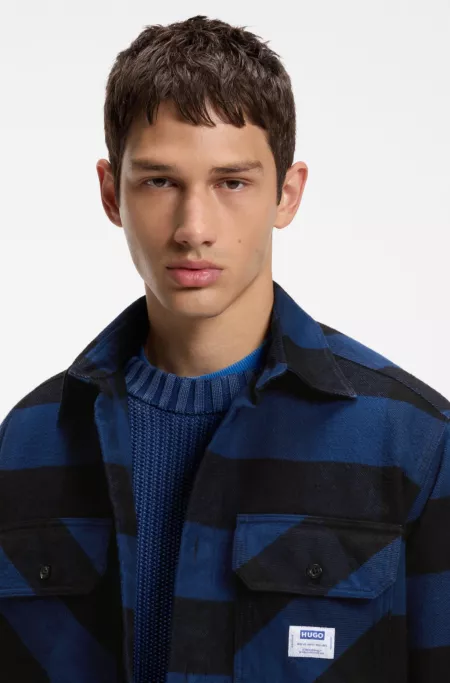 Oversized-fit shirt in buffalo-check cotton flannel