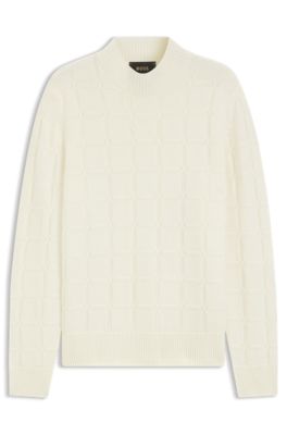 Jersey de cuello perkins de lana virgen y cashmere, Blanco