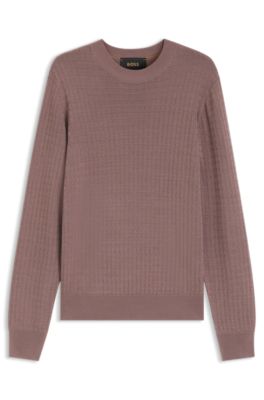 Silk-knit sweater with a seasonal pattern, Light Brown