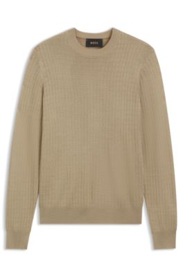 Silk-knit sweater with a seasonal pattern, Light Beige