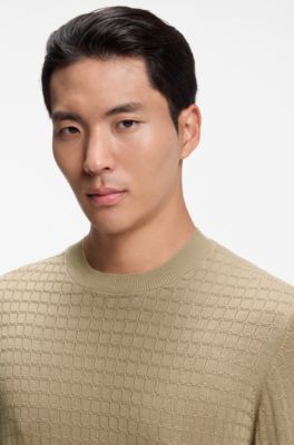 Silk-knit sweater with a seasonal pattern, Light Beige