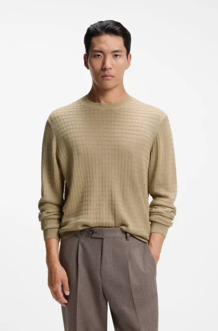 Silk-knit sweater with a seasonal pattern
