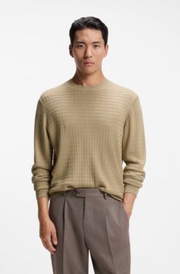 Silk-knit sweater with a seasonal pattern, Light Beige