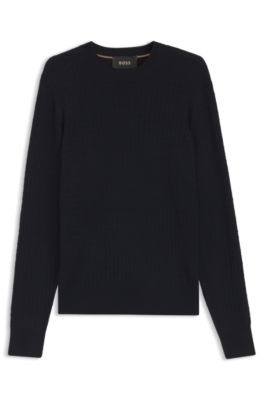 Silk-knit sweater with a seasonal pattern, Dark Blue