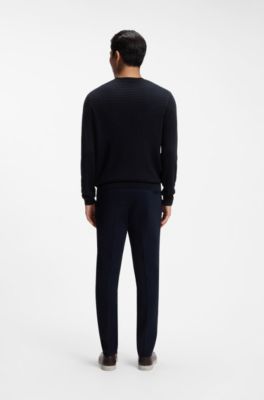 Silk-knit sweater with a seasonal pattern, Dark Blue