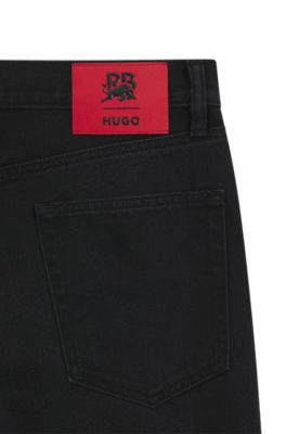 HUGO x RB regular-fit jeans in black denim, Black