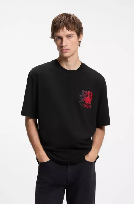 HUGO x RB Cotton T-shirt with bull motif