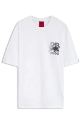 HUGO x RB Cotton T-shirt with bull motif, White