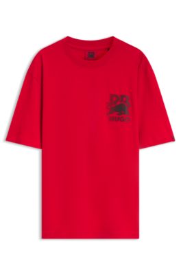 HUGO x RB Cotton T-shirt with bull motif, light pink