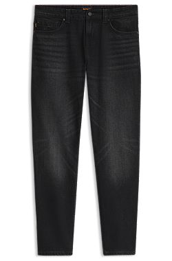 Tapered-fit jeans in black comfort-stretch denim
