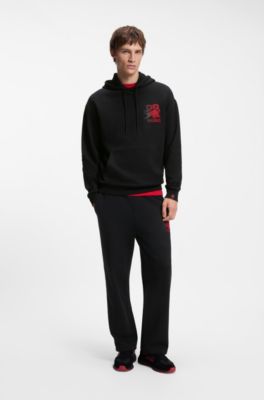 HUGO x RB cotton hoodie with bull motif, Black