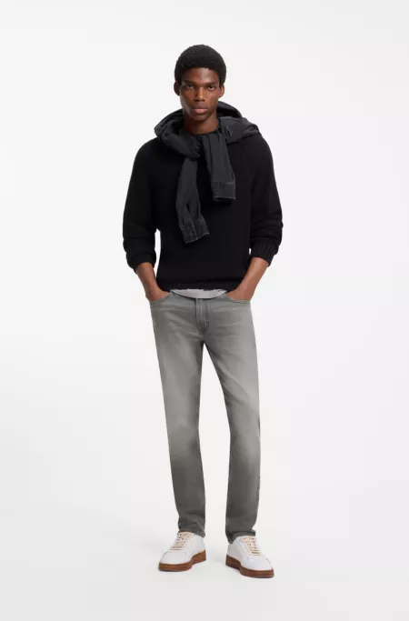 Skinny-fit jeans in faded-gray stretch denim