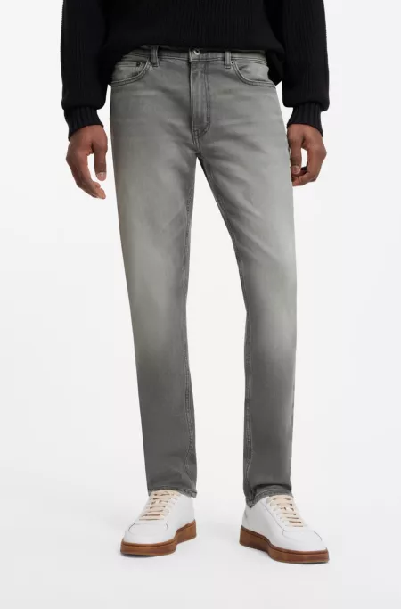 Skinny-fit jeans in faded-gray stretch denim