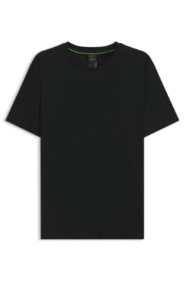 Porsche x BOSS mercerized-cotton T-shirt with glossy logo, Black