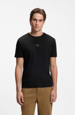 Porsche x BOSS mercerized-cotton T-shirt with glossy logo, Black