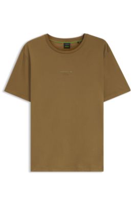 Porsche x BOSS mercerized-cotton T-shirt with glossy logo, Brown