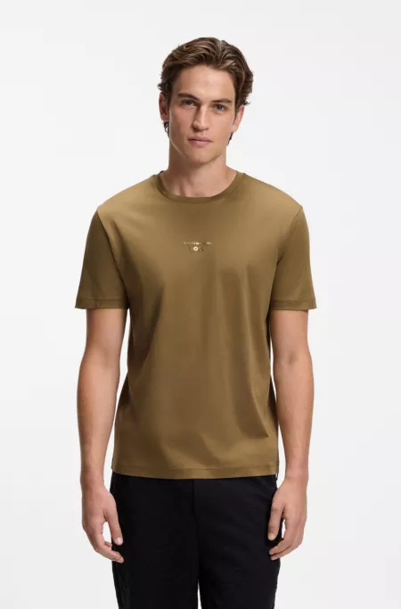 Porsche x BOSS mercerized-cotton T-shirt with glossy logo