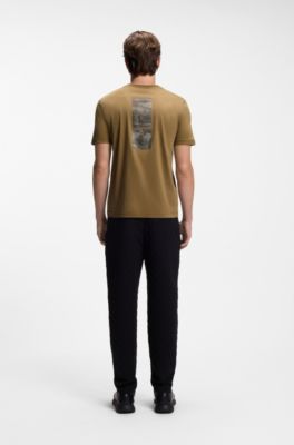 Porsche x BOSS mercerized-cotton T-shirt with glossy logo, Brown