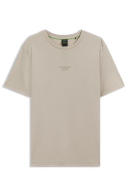 Porsche x BOSS mercerized-cotton T-shirt with glossy logo, Light Beige