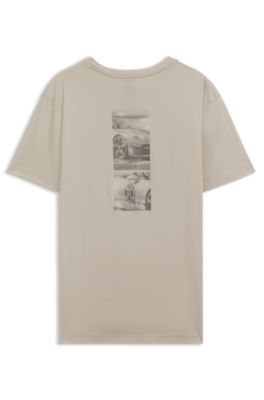 Porsche x BOSS mercerized-cotton T-shirt with glossy logo, Light Beige