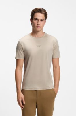 Porsche x BOSS camiseta de algod&oacute;n mercerizado con logo en acabado brillante, Beige claro