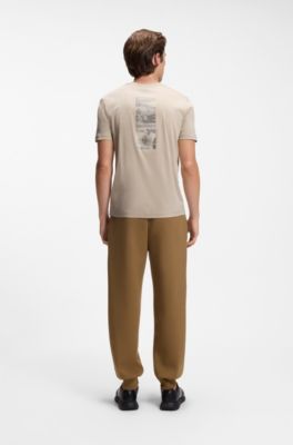 Porsche x BOSS mercerized-cotton T-shirt with glossy logo, Light Beige