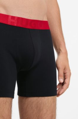 Three-pack of HUGO logo boxer briefs, Black
