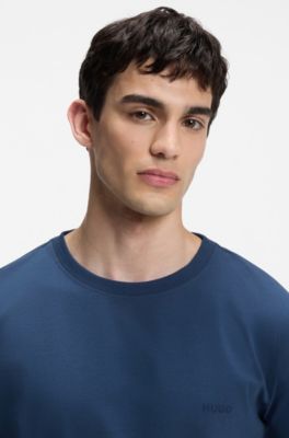 Pijama de algod&oacute;n el&aacute;stico con detalles de logos, Azul oscuro