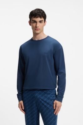 Pijama de algod&oacute;n el&aacute;stico con detalles de logos, Azul oscuro