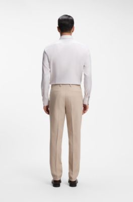 Chemise Slim en coton infroissable, Beige clair