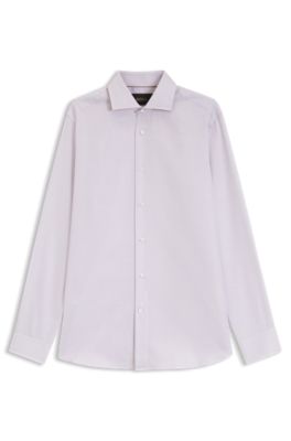 Regular-fit shirt in fine-striped Italian-made cotton, light pink