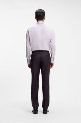 Regular-fit shirt in fine-striped Italian-made cotton, light pink