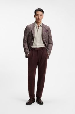 Slim-fit shirt in cotton-blend flannel, Light Beige