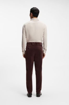 Slim-fit shirt in cotton-blend flannel, Light Beige
