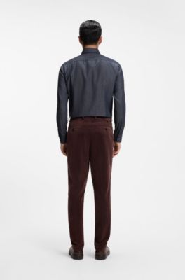 Slim-fit shirt in denim with cashmere, Dark Blue