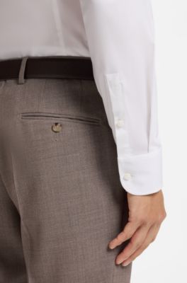 Camisa slim fit de algod&oacute;n el&aacute;stico de planchado f&aacute;cil, Blanco