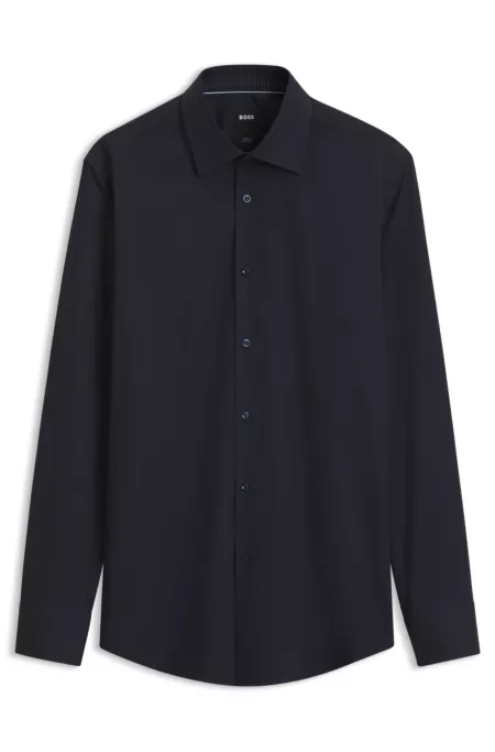 Slim-fit shirt in easy-iron stretch cotton