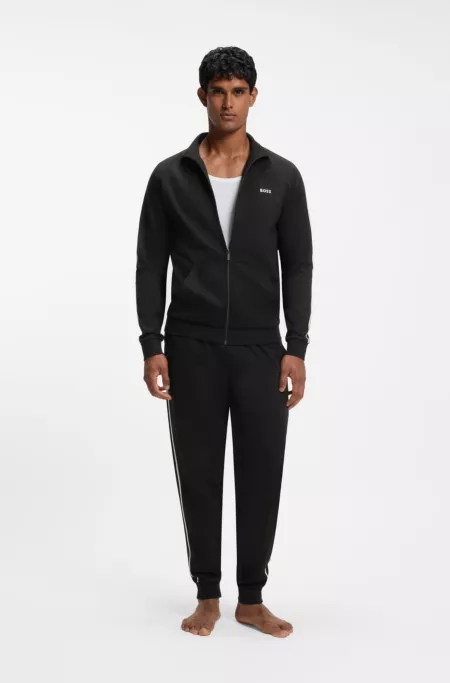 Cotton loungewear jacket with taped sleeves