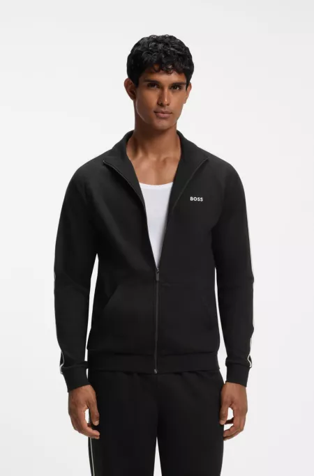 Cotton loungewear jacket with taped sleeves