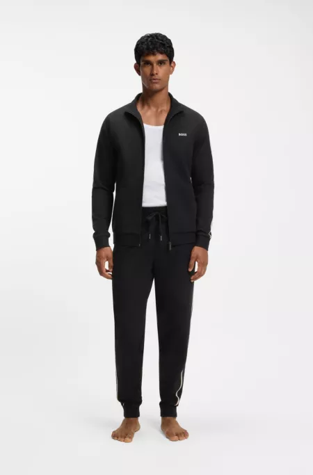 Cotton loungewear bottoms with signature stripe tape