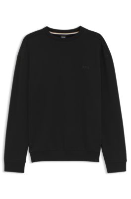 Logo-embroidered cotton sweatshirt with satin piping, Black